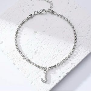 Letter J Pendant Tennis Anklet and Hand Chain bracelet